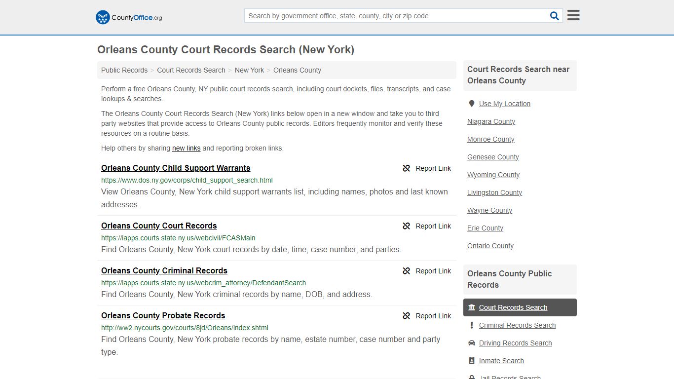 Orleans County Court Records Search (New York) - County Office